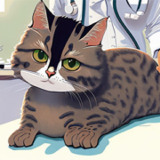 Vet diagnosing a cat