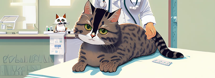 Vet diagnosing a cat