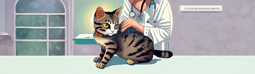 Vet diagnosing a cat 