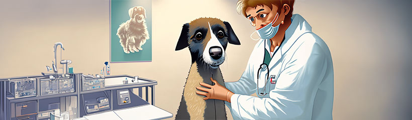 Vet examine dog with digestive issues