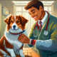 Male vet examine a dog for Cushing disease