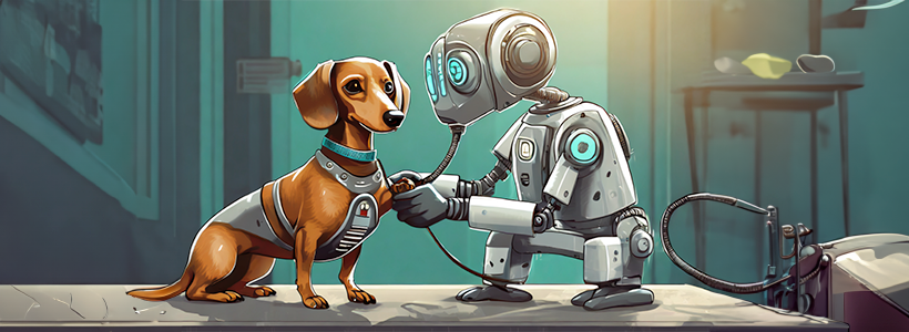 Robot checking the health of a Dachshund