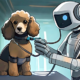 Robot checking the health of a Poodle Dog