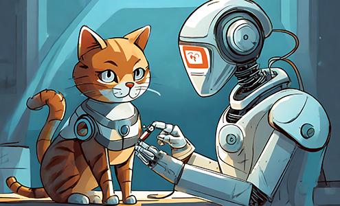Robot checking the health of a Cat