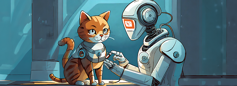 Robot checking the health of a Cat