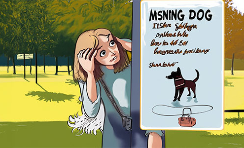 Women looking at a Lost Dog Poster