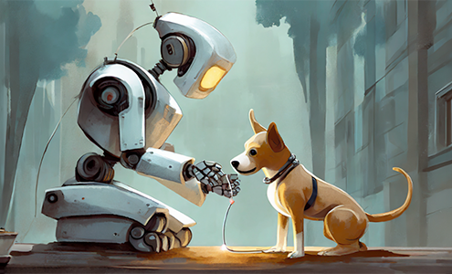 Robot examining a dog for Dog Skin Allergies